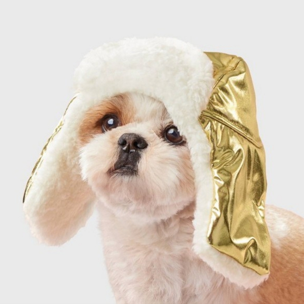 Boots & Barkley Metallic Gold Dog Puffer Vest And Trapper Hat Medium - Picture 11 of 11